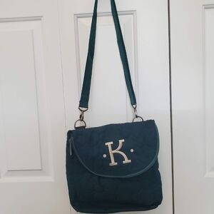 Convertible Teal Quilted Monogram 'K' Shoulder Bag Backpack
